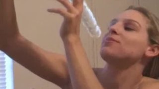 Heather deepthroats dildo