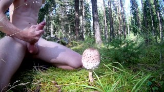 Exploring the nature #6 – Extremely massive cumshot in the woods