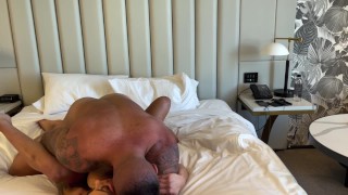 Petite blonde fit kitty called for room service and gets covered in cum