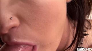 Sexy Dick-loving angel Bailey swallows his veiny cock down her deep throat